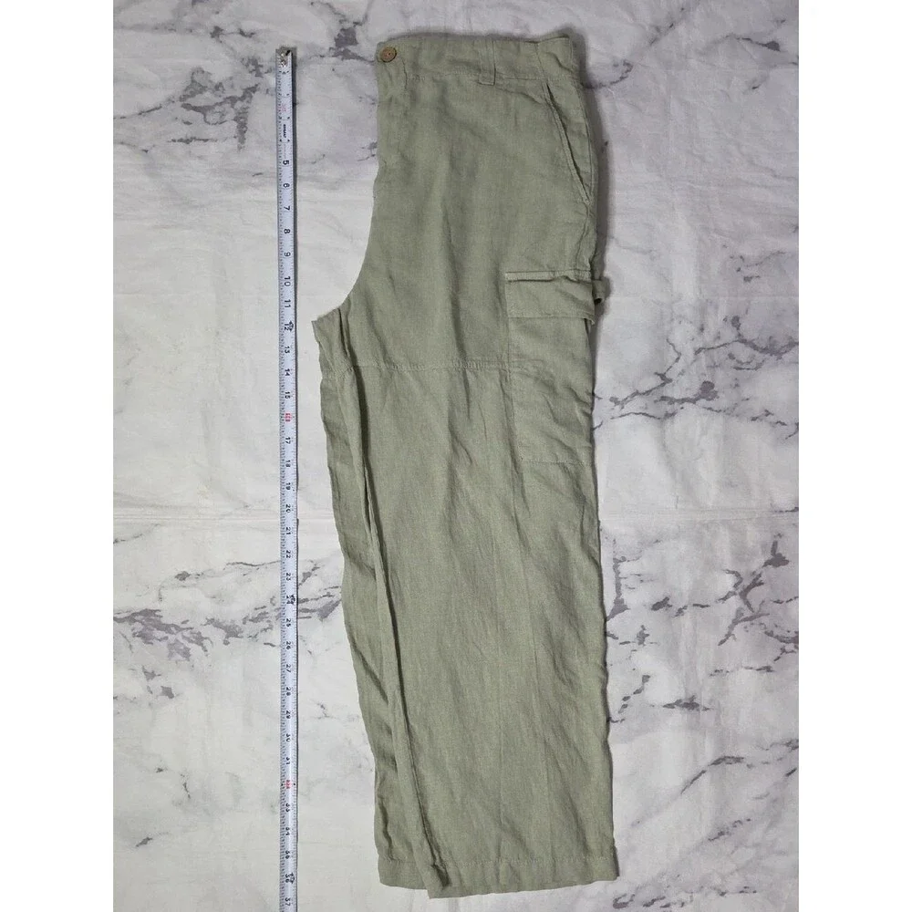 Zara Sage Green Linen Blend Cargo Pants